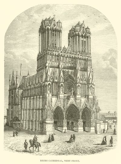 Reims Katedrali, Batı Cephesi (gravür) by English School