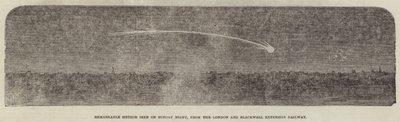 Londra ve Blackwall Uzatma Demiryolundan Pazar Gecesi görülen Olağanüstü Meteor (gravür) by English School