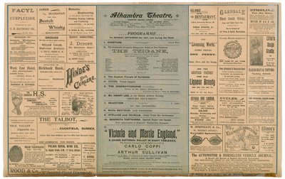 Alhambra Tiyatrosu için bir reklam broşürünün arka yüzü by English School