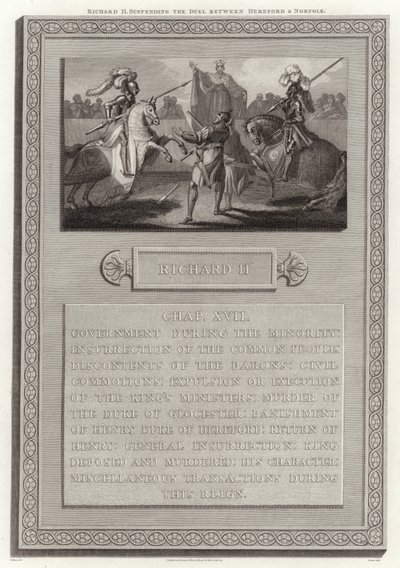 Richard II, Hereford ve Norfolk arasındaki Düelloyu Askıya Aldı by English School