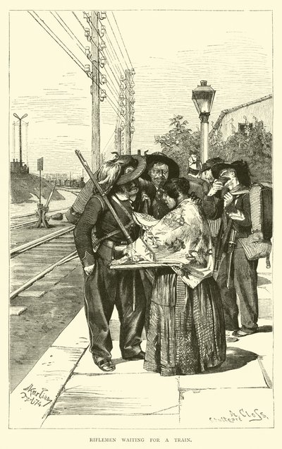 Bir tren bekleyen tüfekler by English School