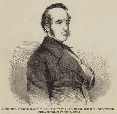 Sayın Spencer Walpole, Milletvekili, İçişleri Bakanlığından Sorumlu Devlet Bakanı (gravür) by English School