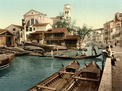 Rio di San Trovaso, Venedik (el boyaması fotoğraf) by English School