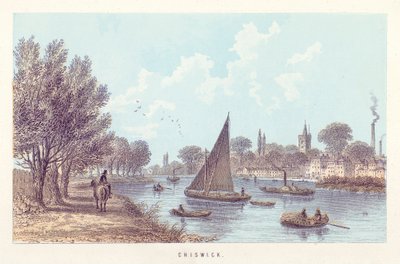 Thames Nehri: Chiswick (renkli gravür) by English School
