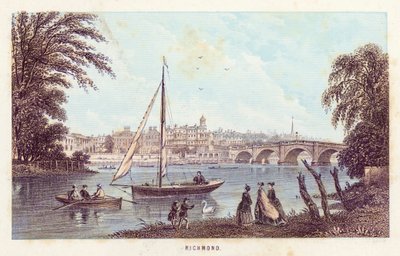 Thames Nehri: Richmond (renkli gravür) by English School