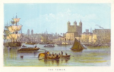 Thames Nehri: Kule (renkli gravür) by English School