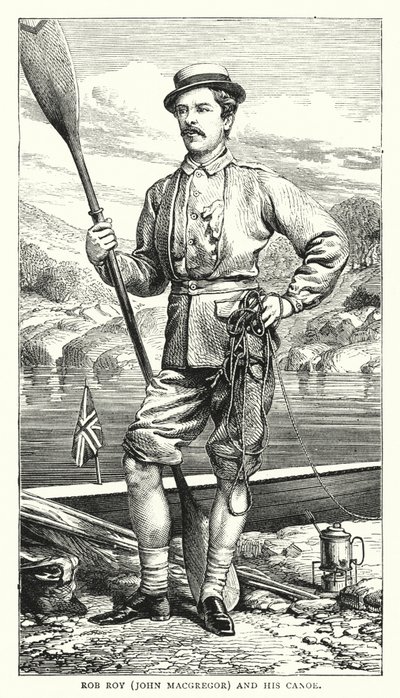 Rob Roy, John MacGregor ve Kanosu (renkli gravür) by English School