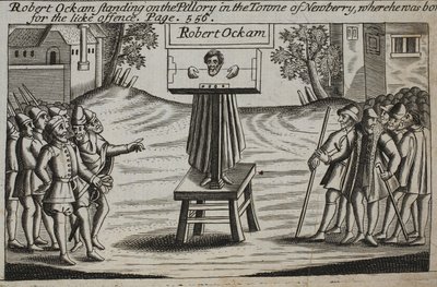 Robert Ockam, doğduğu Newberry kasabasında boyunduruğun üzerinde duruyor, John Foxe
