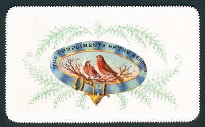 Eğreltiotu ile oval oturan Robins, Noel Kartı by English School