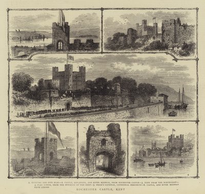Rochester Kalesi, Kent (gravür) by English School