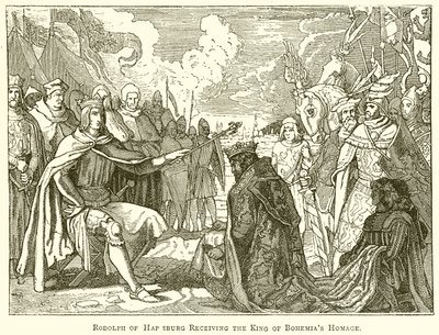 Hapsburg'lu Rodolph, Bohemya Kralı'na saygı duruşunda bulunurken by English School