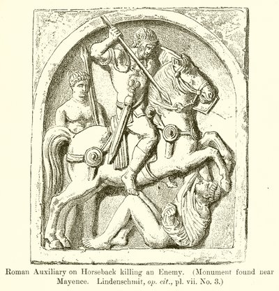 Atlı Romalı Yardımcı Bir Düşmanı öldürüyor. (Anıt Mayence yakınlarında bulundu. Lindenschmit, age, vii. No. 3) by English School