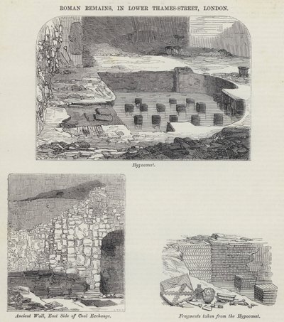 Roma Kalıntıları, Lower Thames-Street, Londra (gravür) by English School