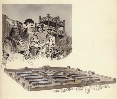 Roma kampı (kağıt üzerinde guaj) by English School