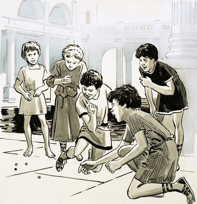 Mermer oynayan Romalı çocuklar by English School