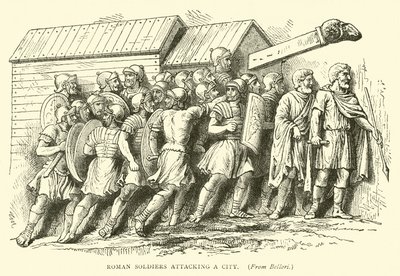 Bir şehre saldıran Romalı askerler by English School