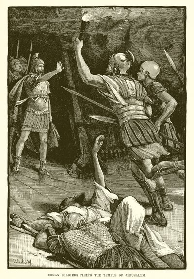 Romalı askerler Kudüs tapınağını ateşe veriyor by English School