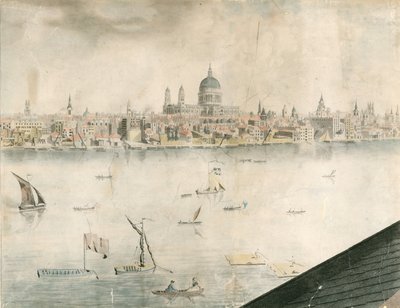 St Pauls Katedrali, Londra ve Thames Nehri'nin çatı görünümü by English School