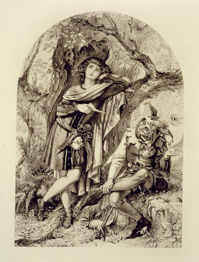 Rosalind ve Touchstone, III. Perde Sahne 2, İstediğiniz Gibi, William Shakespeare (1564-1616) by English School