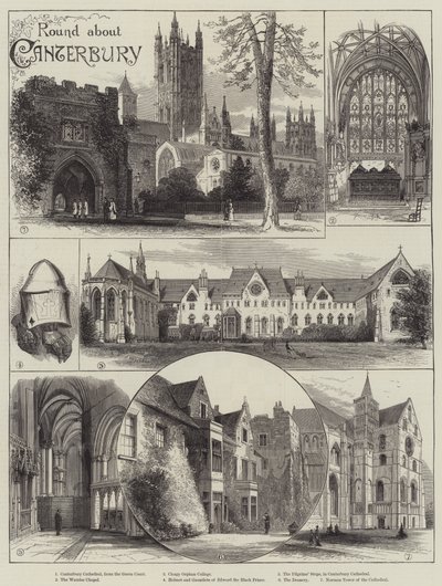 Canterbury hakkında yuvarlak (gravür) by English School