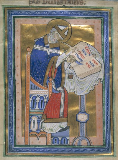Royal 10 A. XIII, f.2v Dunstan Benedictine Rule yazıyor, 