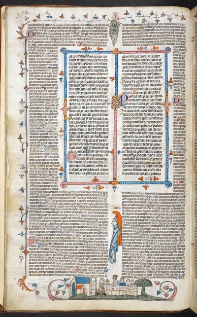 Royal 10 E. IV, f.250v Kenar süslemeli metin ve Kral Yemeği, 