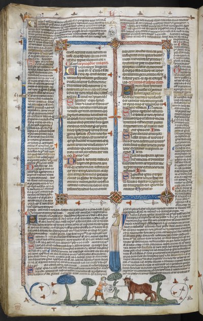 Kraliyet 10 E IV fol. 294v Bir öküze saldıran adam, Smithfield Kararnamelerinden (Gregory IX Kararnameleri) c.1340 (parşömen) by English School