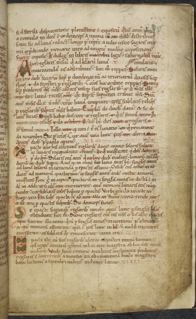 Royal 13. A.XI, f.5 İlk ve kenar çizimleri, Computus, Auxerre Yardımcısı (parşömen); by English School