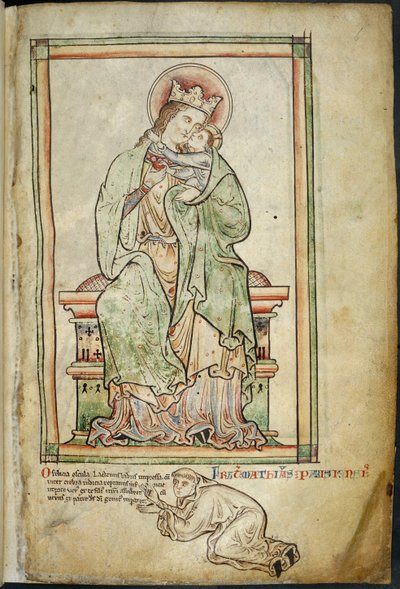 Kraliyet 14 C. VII, f.6 Bakire ve Çocuk ile sanatçı, çizim, 