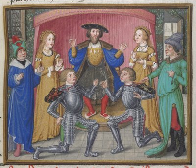 Royal 18 D.II, f.151 Polynices ve Tydeus uzlaştı, 