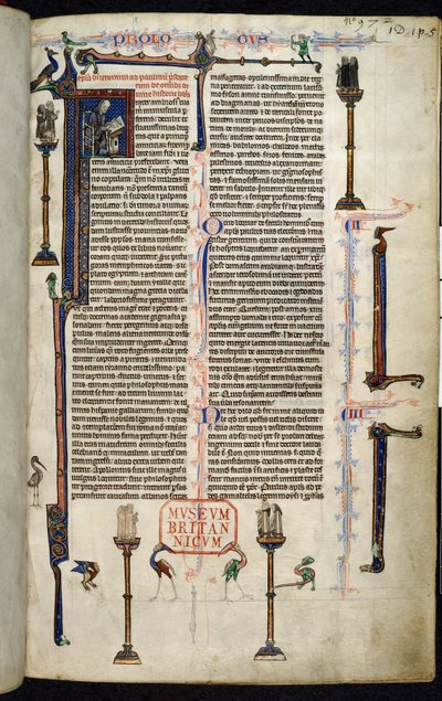 Royal 1 DI, f.1r, Jerome, sütunlardaki keşişler, İncil'den Devon William (parşömen) by English School