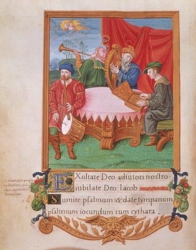 Royal 2 A.XVI fol.98v Tudor müzisyenleri, Psalter of Henry VIII