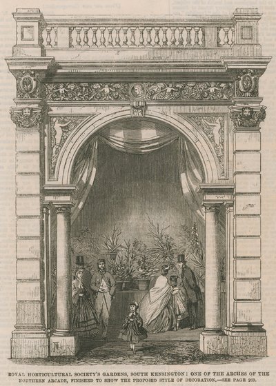 Kraliyet Bahçıvanlık Dernekleri bahçeleri, South Kensington: kuzey pasajın kemerlerinden biri by English School