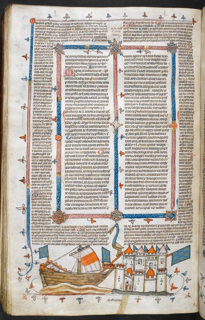 Royal MS 10 IV f.208v Deniz saldırısı ve Marjinal Dekorasyon, 