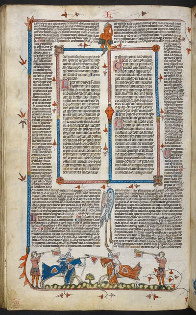Kraliyet MS 10 iv f.065v Şövalyeler, marjinal dekorasyonlu, 