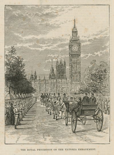 Victoria Embankment üzerinde Kraliyet alayı by English School