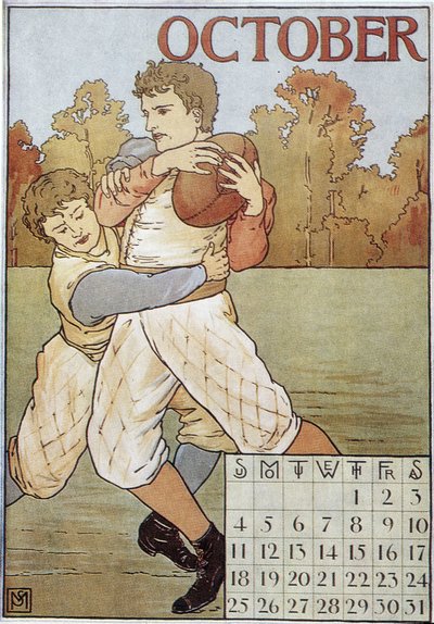 Rugbymen - İngiliz takvimi, v. 1895 by English School