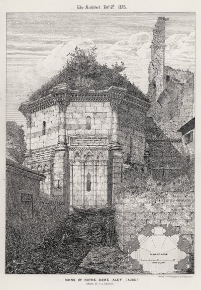 Notre Dame Alet Harabeleri, Aude (gravür) by English School