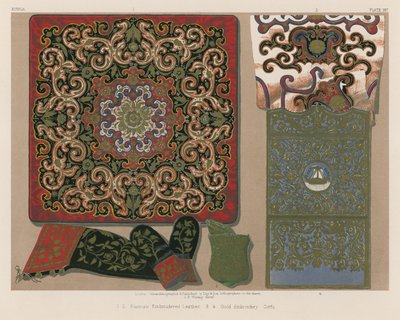 Rus İşlemeli Deri, Altın Nakış, Korfu (kromolito) by English School
