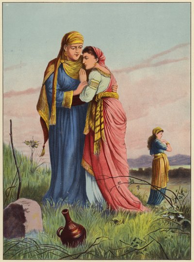 Ruth ve Naomi (renkli taş baskı) by English School