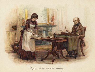 Ruth ve biftekli puding (chromolitho) by English School