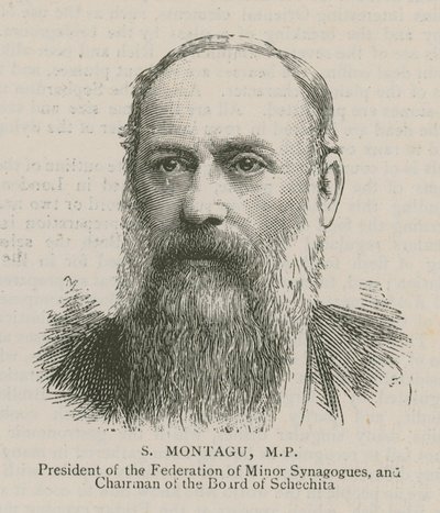 S Montagu, Milletvekili, Küçük Sinagoglar Federasyonu Başkanı ve Schechita Yönetim Kurulu Başkanı by English School