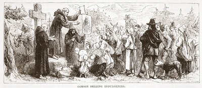 Samson Selling Indulgences, James Aitken Wylie (1808-1890) tarafından yazılan Protestanlığın Tarihinden bir örnek, pub. 1878 by English School