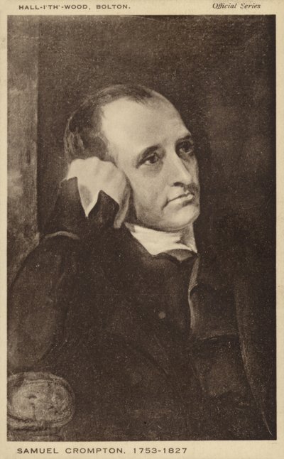 Samuel Crompton (1753-1827), İngiliz iplik eğirme katırının mucidi (lito) by English School