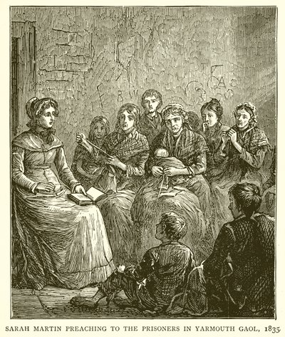 Sarah Martin Yarmouth Hapishanesindeki Mahkumlara Vaaz Eder, 1835 by English School