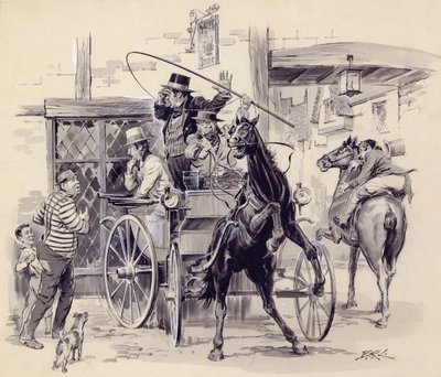 Pickwick Kağıtlarından bir sahne (kağıt üzerinde guaj) by English School