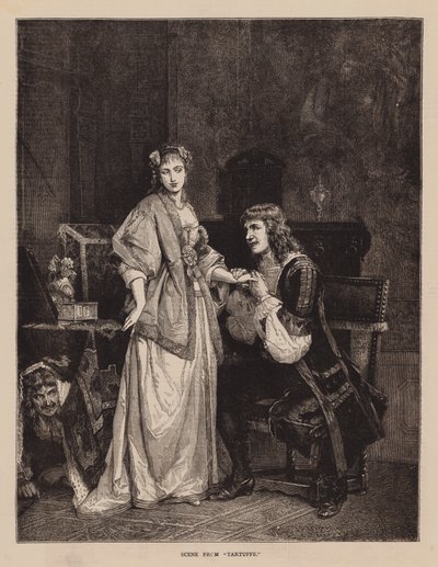 "Tartuffe "den bir sahne (gravür) by English School
