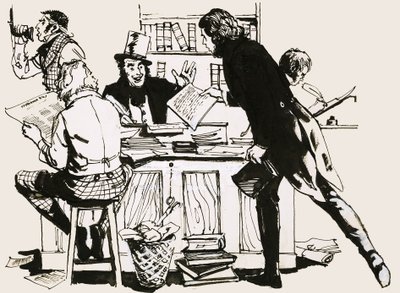 Eski bir gazete editörünün ofisinden bir sahne by English School