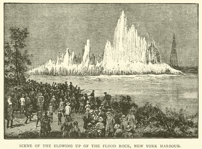 Sel rock, New York liman (gravür) üfleme sahnesi by English School