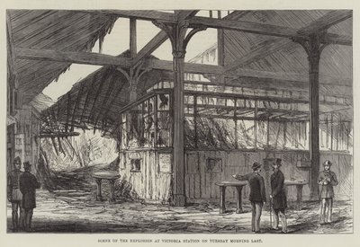 Geçen Salı Sabahı Victoria İstasyonundaki Patlama Sahnesi (gravür) by English School